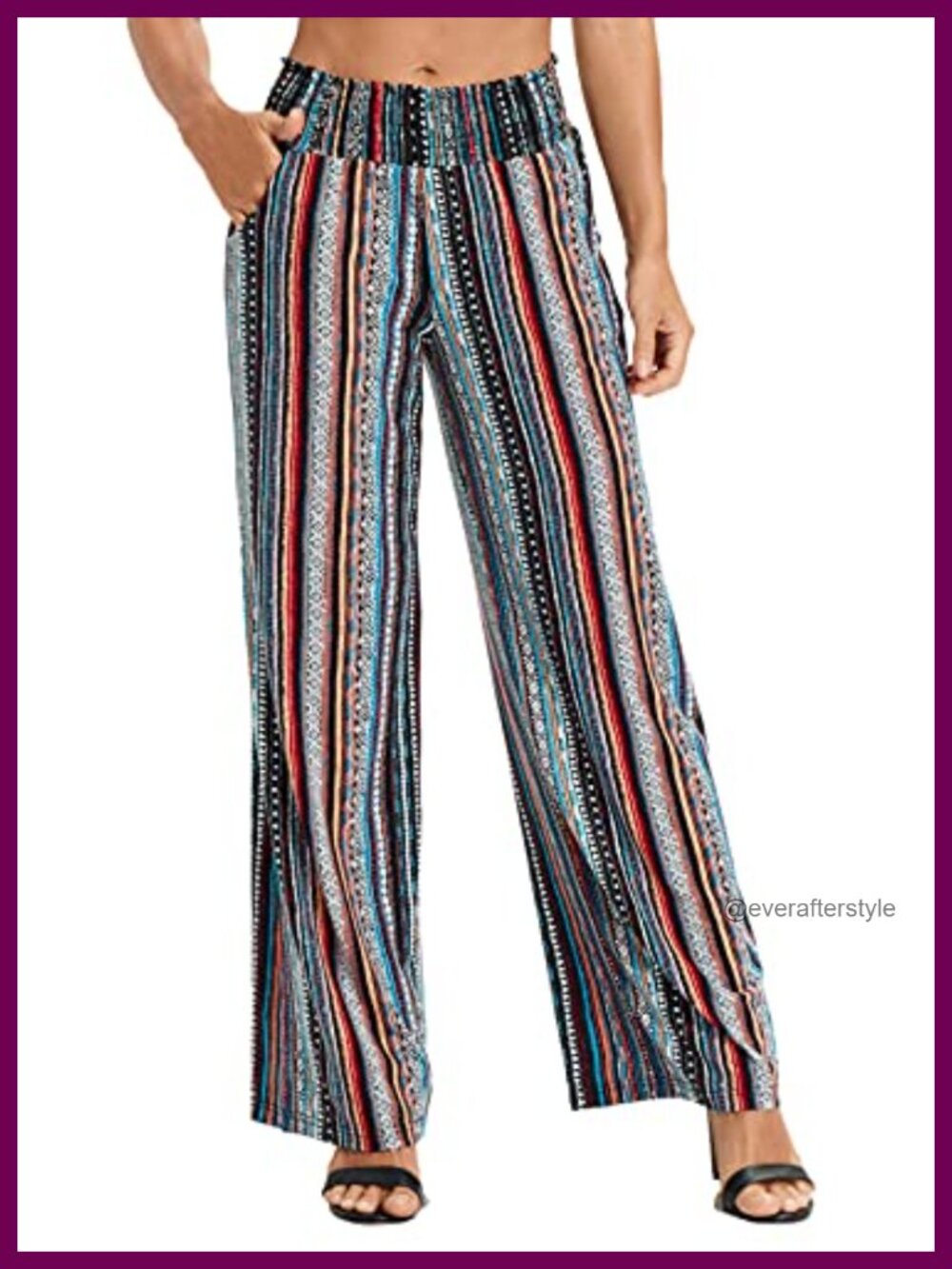 Boho Palazzo Wide Leg High Waisted Lounge Pants with Pockets